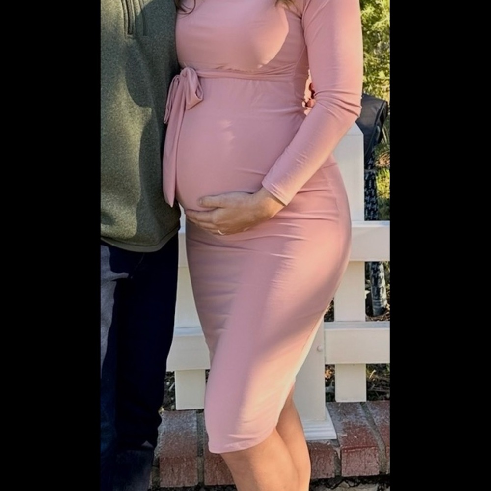 Elegant Pink Maternity Dress